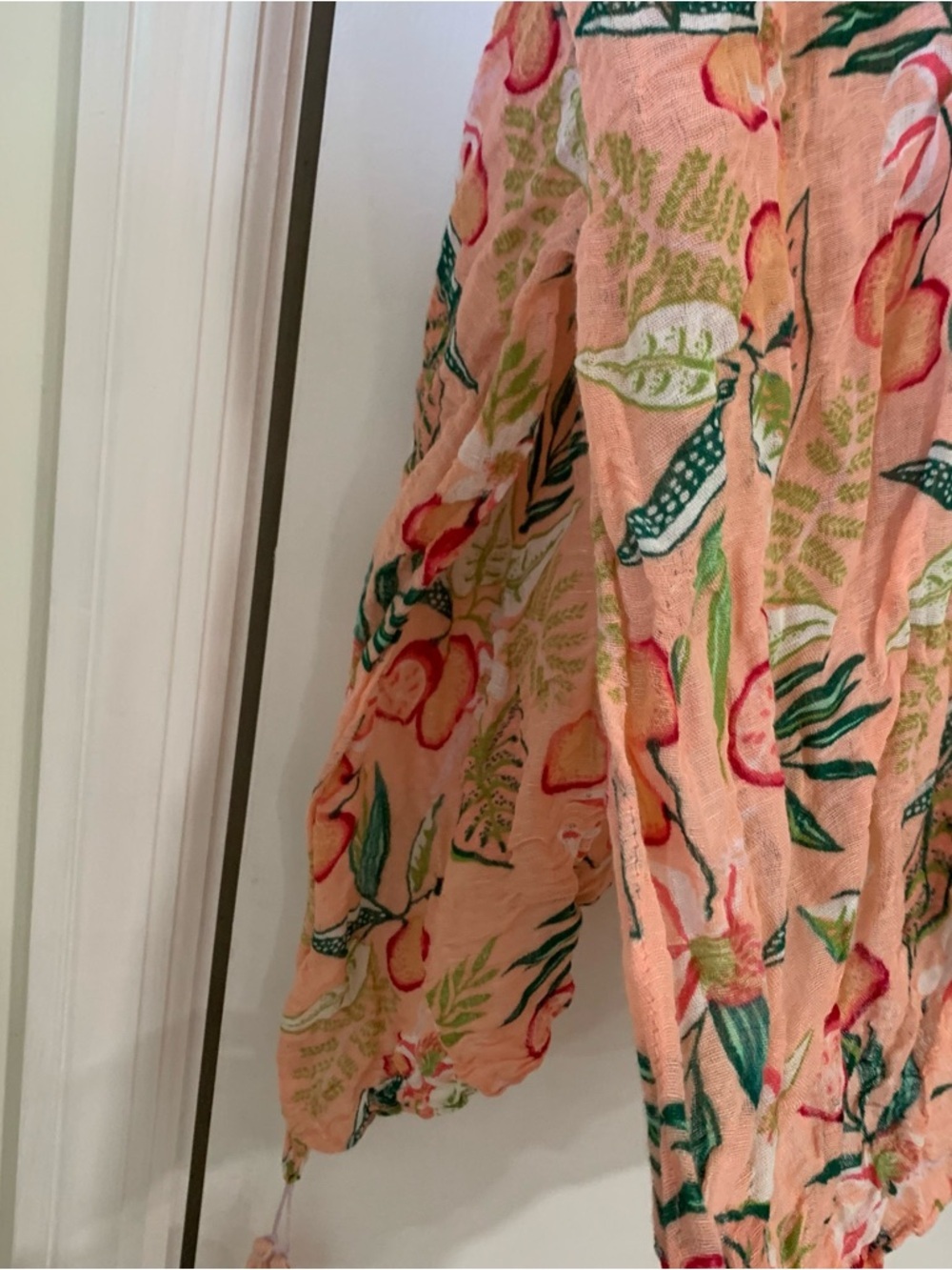 Spartina 449 Linen Blend Floral Fruit Kimono Tassels One Size Open Vacation - Picture 4 of 7